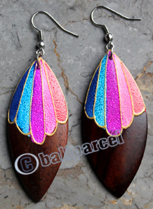 Wooden Earring, Made From Sono Wood With Painting