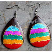 Wooden Earring, Made From Sono Wood With Painting