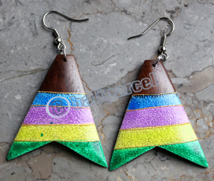 Wooden Earring, Made From Sono Wood With Painting