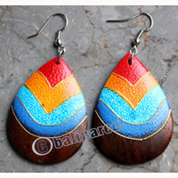 Wooden Earring, Made From Sono Wood With Painting