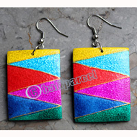 Wooden Earring, Made From Sono Wood With Painting
