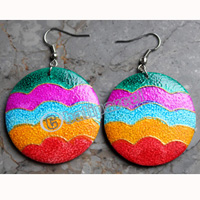 Wooden Earring, Made From Sono Wood With Painting