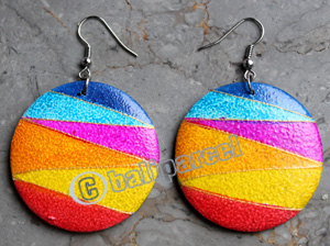 Wooden Earring, Made From Sono Wood With Painting