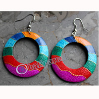 Wooden Earring, Made From Sono Wood With Painting