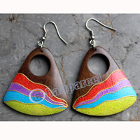 Wooden Earring, Made From Sono Wood With Painting