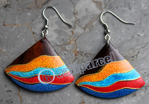 Wooden Earring, Made From Sono Wood With Painting