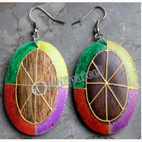 Wooden Earring, Made From Sono Wood With Painting