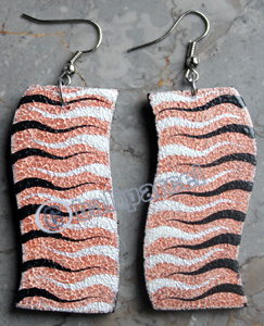 Wooden Earring, Made From Sono Wood With Painting