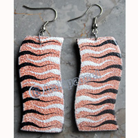 Wooden Earring, Made From Sono Wood With Painting