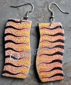Wooden Earring, Made From Sono Wood With Painting