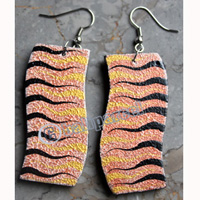 Wooden Earring, Made From Sono Wood With Painting