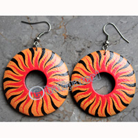 Wooden Earring, Made From Sono Wood With Painting