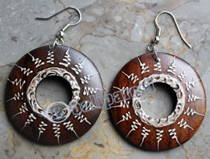 Wooden Earring, Made From Sono Wood With Painting