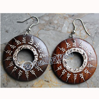 Wooden Earring, Made From Sono Wood With Painting
