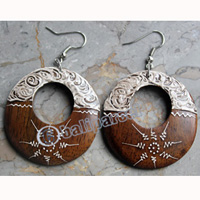 Wooden Earring, Made From Sono Wood With Painting