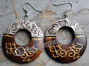 Wooden Earring, Made From Sono Wood With Painting