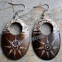 Wooden Earring, Made From Sono Wood With Painting