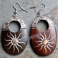 Wooden Earring, Made From Sono Wood With Painting