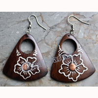 Wooden Earring, Made From Sono Wood With Painting