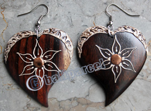 Wooden Earring, Made From Sono Wood With Painting