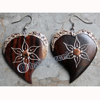 Wooden Earring, Made From Sono Wood With Painting