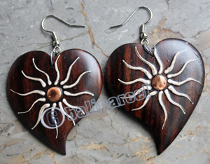 Wooden Earring, Made From Sono Wood With Painting