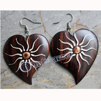 Wooden Earring, Made From Sono Wood With Painting