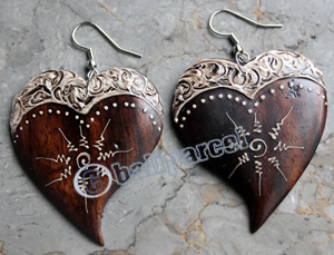 Wooden Earring, Made From Sono Wood With Painting