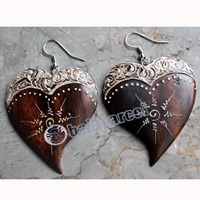 Wooden Earring, Made From Sono Wood With Painting