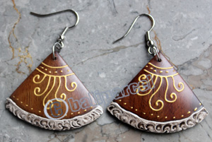 Wooden Earring, Made From Sono Wood With Painting