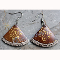 Wooden Earring, Made From Sono Wood With Painting