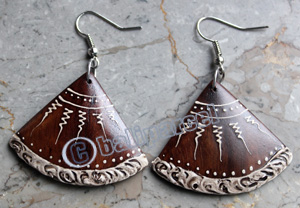 Wooden Earring, Made From Sono Wood With Painting