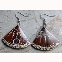 Wooden Earring, Made From Sono Wood With Painting