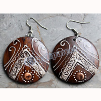 Wooden Earring, Made From Sono Wood With Painting