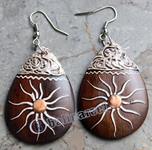 Wooden Earring, Made From Sono Wood With Painting