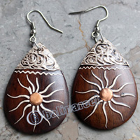 Wooden Earring, Made From Sono Wood With Painting