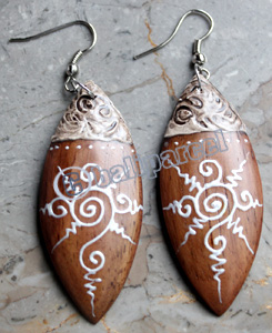 Wooden Earring, Made From Sono Wood With Painting