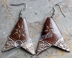 Wooden Earring, Made From Sono Wood With Painting