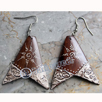 Wooden Earring, Made From Sono Wood With Painting