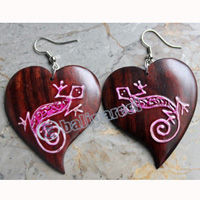 Wooden Earring, Made From Sono Wood With Painting