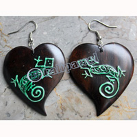 Wooden Earring, Made From Sono Wood With Painting