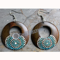 Wooden Earring, Made From Sono Wood With Painting