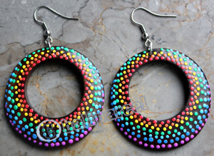 Wooden Earring, Made From Sono Wood With Painting
