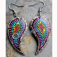Wooden Earring, Made From Sono Wood With Painting