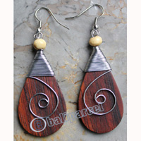 Wooden Earring, Made From Sono Wood With Stainless