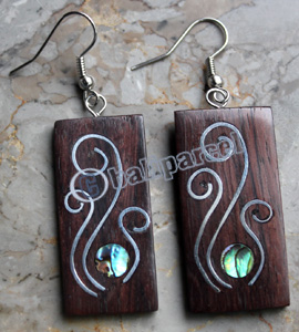 Wooden Earring, Made From Sono Wood With Stainless