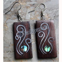 Wooden Earring, Made From Sono Wood With Stainless