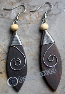 Wooden Earring, Made From Sono Wood With Stainless