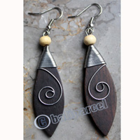 Wooden Earring, Made From Sono Wood With Stainless