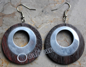 Wooden Earring, Made From Sono Wood With Stainless